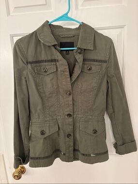 Banana Republic Olive Green Utility Jacket with Button Front